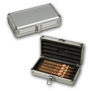 TRAVEL HUMIDOR HOLDS 6 CIGARS WITH HUMIDIFIER 
