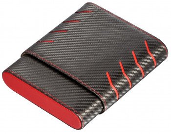 Black and Red Carbon Fiber pattern 6 Finger Cigar Case