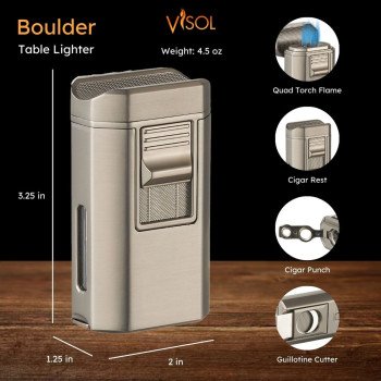 Boulder Quad Torch Flame Lighter - Gunmetal