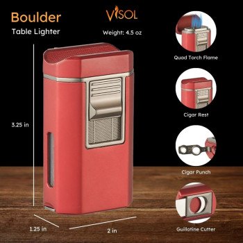 Boulder Quad Torch Flame Lighter - Red