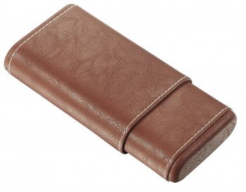 Brown Cigar Case with White Stitching