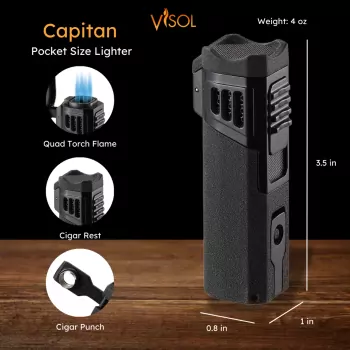 Capitan Quad Flame Torch Lighter - Black Crackle