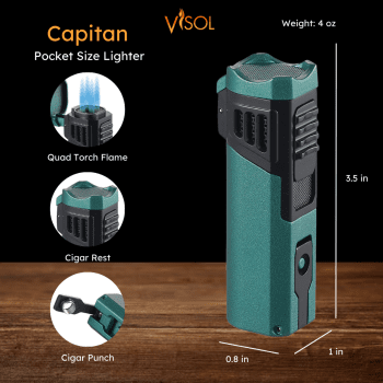 Capitan Quad Flame Torch Lighter - Forest Green