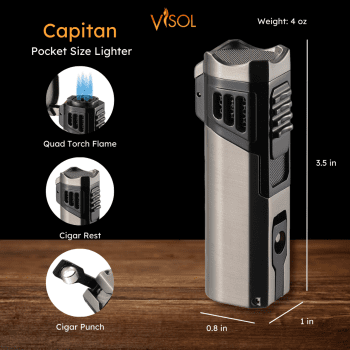 Capitan Quad Flame Torch Lighter - Gunmetal