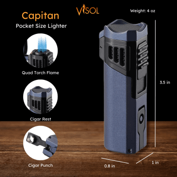 Capitan Quad Flame Torch Lighter - Indigo Blue