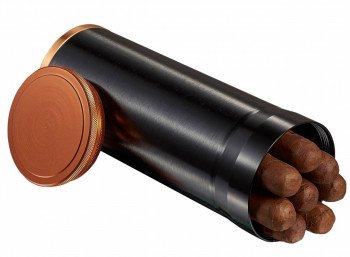 Carlos 7 Cigar Desk Cigar Humidor Black with Copper Rim