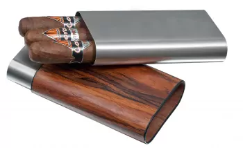 Carver Natural Wood And Stainless Steel Cigar Case