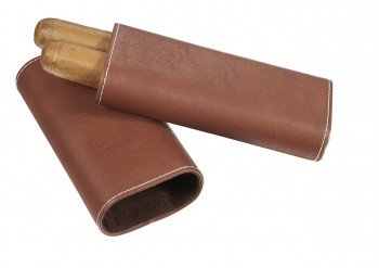 Chocolate Brown Leather Cigar Case with Cedar Lining