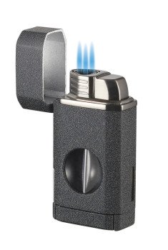 Diablo Triple Torch Flame Lighter w/ Spring V Cutter - Black Crackle