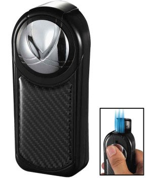Dobrev V Flame Black Carbon Fiber 5 Torch Flame Table Lighter