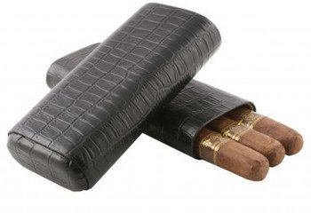 Draco Black Crocodile Finish Cigar Case