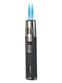 DuoJet Black Wrinkle Double Torch Pen Cigar Lighter