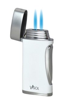 DuoMatt White Double Flame Cigar Lighter