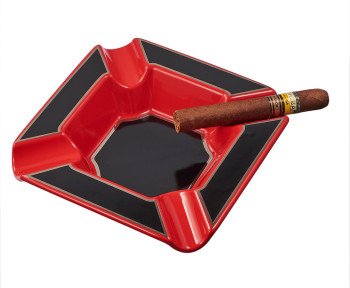 Festus Large Cigar Ashtray - Matte Black and Red