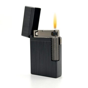 Hubbard Brushed Stripes Soft Flame and Torch Flame Flint Lighter - Black
