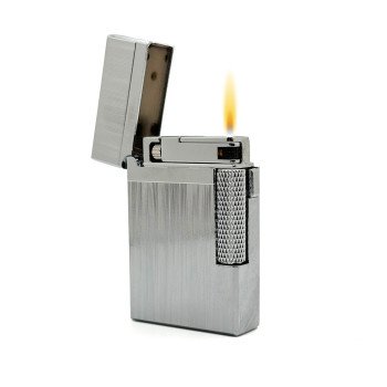 Hubbard Brushed Stripes Soft Flame and Torch Flame Flint Lighter - Chrome