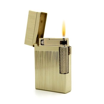 Hubbard Brushed Stripes Soft Flame and Torch Flame Flint Lighter - Gold
