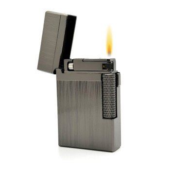 Hubbard Brushed Stripes Soft Flame and Torch Flame Flint Lighter - Gunmetal