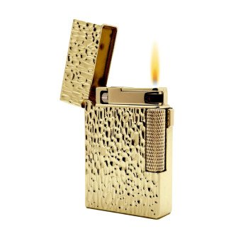 Hubbard Hammered Soft Flame and Torch Flame Flint Lighter - Gold