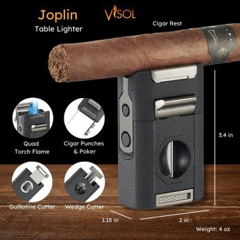 Joplin Quad Torch Flame Lighter - Black