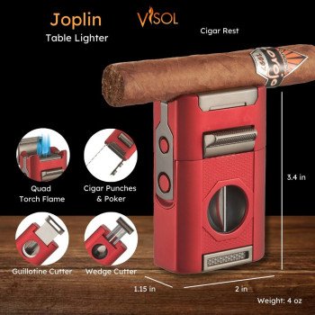 Joplin Quad Torch Flame Lighter - Red
