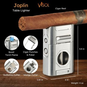 Joplin Quad Torch Flame Lighter - Silver