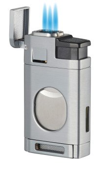 LighCut Silver Triple Torch Flame Lighter and Cigar Cutter
