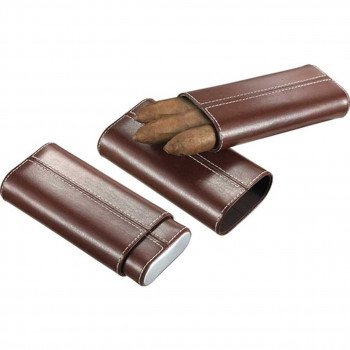 Lone Star Brown Leather Cigar Case with Interior Cedar Lining