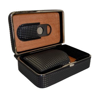 Marvel Diamond Pattern Leather Large Travel Cigar Case