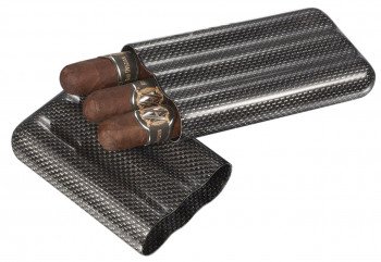 Night II Silver Carbon Fiber Large Ring Gauge Cigar Case