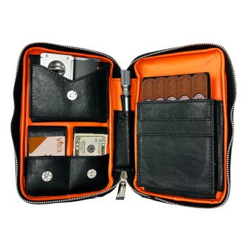 Peter James Leather Black Travel Cigar Case