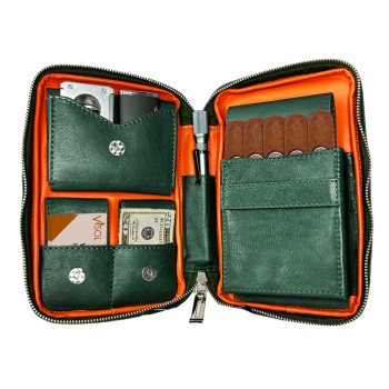 Peter James Leather Green Travel Cigar Case