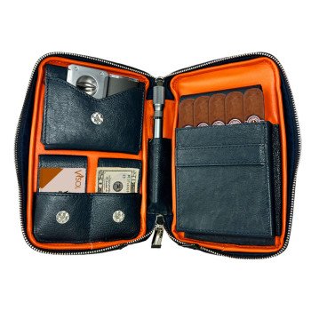 Peter James Leather Navy Blue Travel Cigar Case