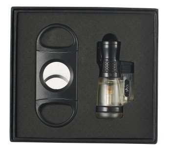 Rand Jr Cigar Cutter & Clear Tiny Cigar Lighter Gift Set