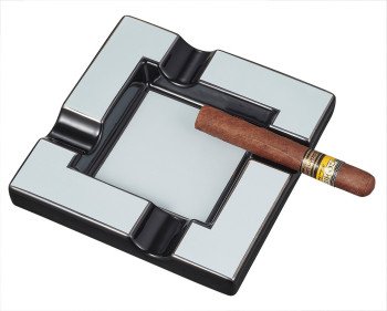 Renner White & Gunmetal Ceramic Cigar Ashtray