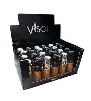 Retail Package - Bulldog Wood & Black Matte Quad Flame Lighter 24 count