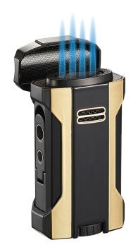 Rhino 2.0 Black & Gold Quad Flame Cigar Lighter