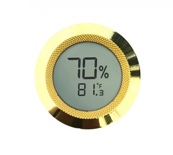 Round Digital Hygrometer / Multi Color Gauge & Calibration (Polished Gold)