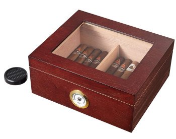 Santa Clara Glass Top with Rosewood Finish Cigar Humidor