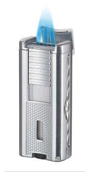 Striker Triple Torch Flame Lighter with Cigar Poker - Silver