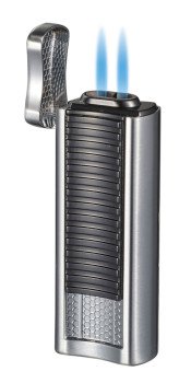 Tiger Double Flame Cigar Lighter - Silver