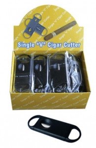 V-Cut Cigar Cutter Display Box of 24 - (Black Plastic)