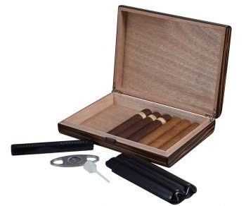Visol Jerrod Exotic Ebony Cigar Humidor Gift Set