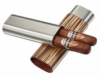 Visol Ryland Zebrawood & Stainless Steel Cigar Case