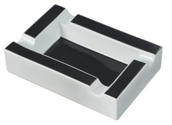 Wesley Black and White Rectangular Cigar Ceramic Ashtray