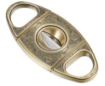 Wild West V Antique Gold Wedge Cigar Cutter