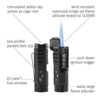 Xikar Tactical 1 Single-Jet Lighter Black