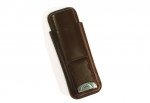 2 Cigar Leather Case w/ Cutter - Brown