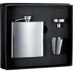 Stainless Steel Flask Gift Set with Two Shot Cups & Funnel