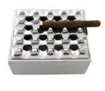 7" Square Grid Cigar Ashtray Handcrafted Polished Metal